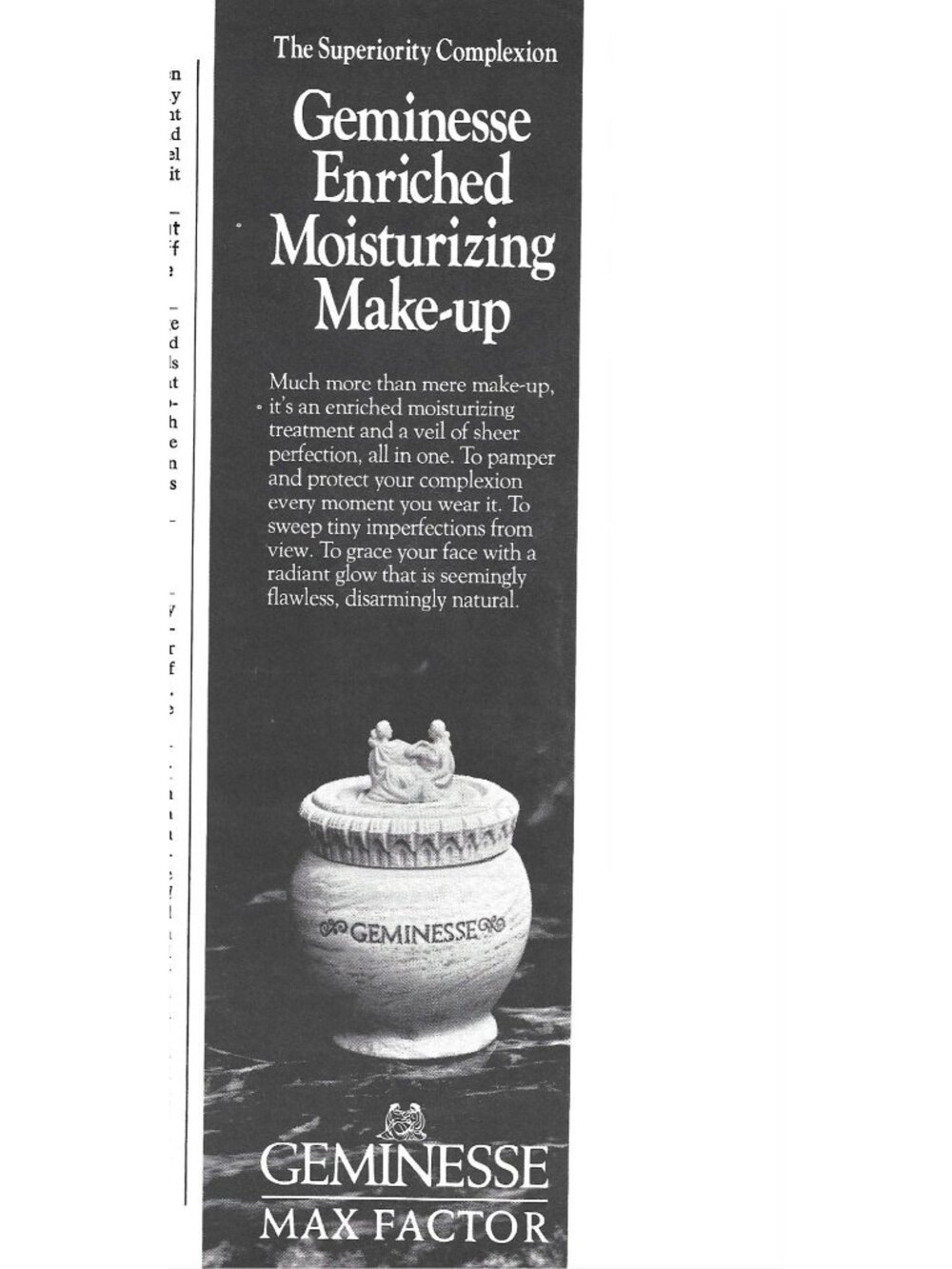 Print Ad Geminesse Enriched Moisturizing Make-Up By Max Factor Vintage 1973